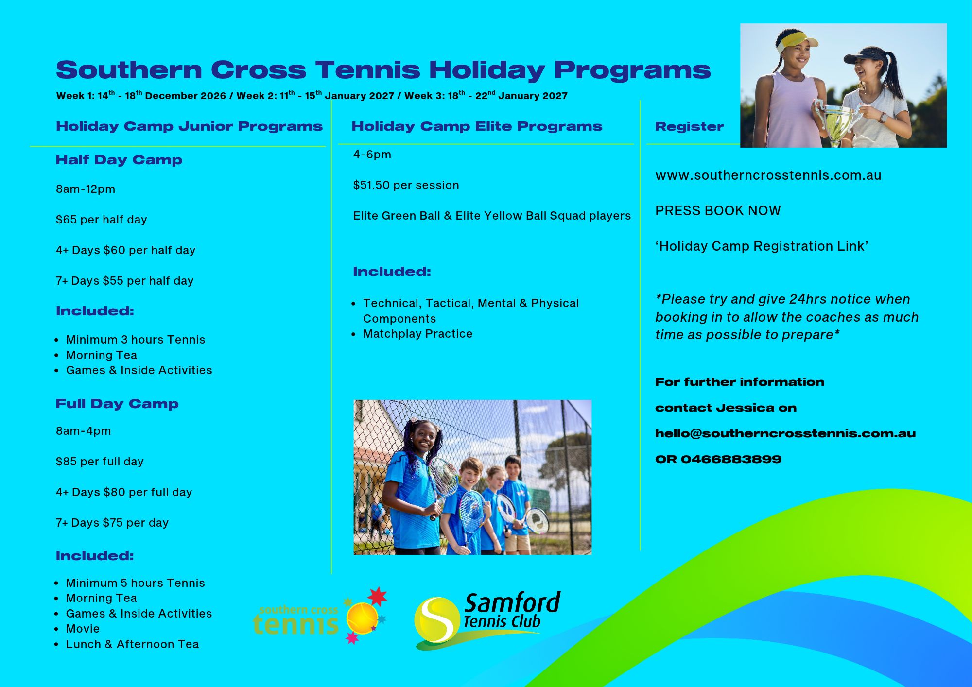 Southern Cross Tennir Holiday Camp Flyer