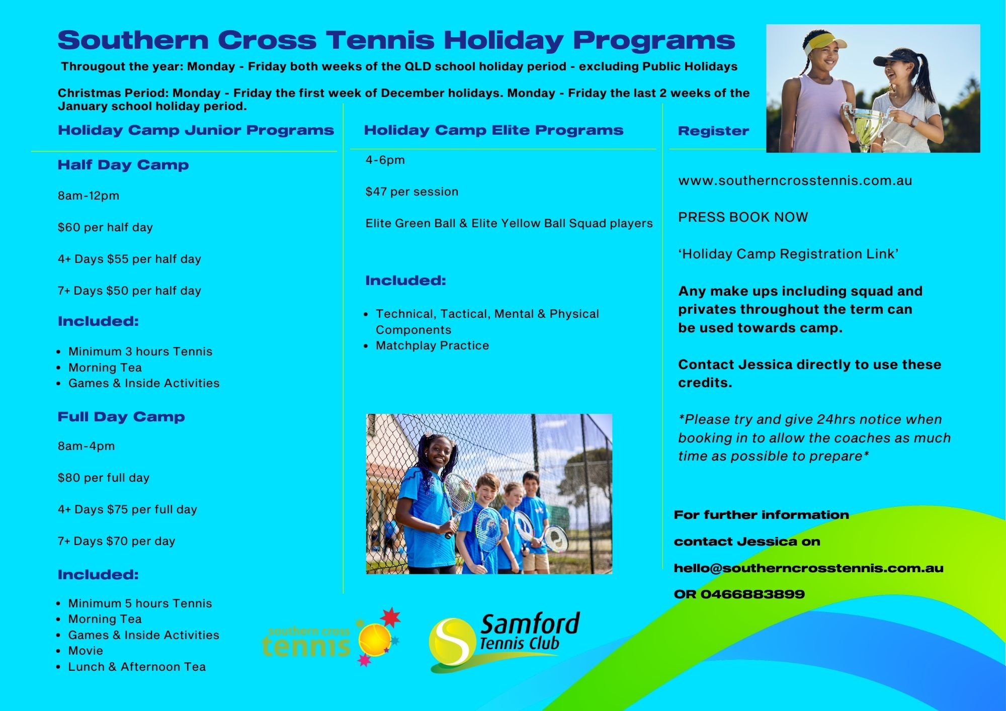 Southern Cross Tennir Holiday Camp Flyer