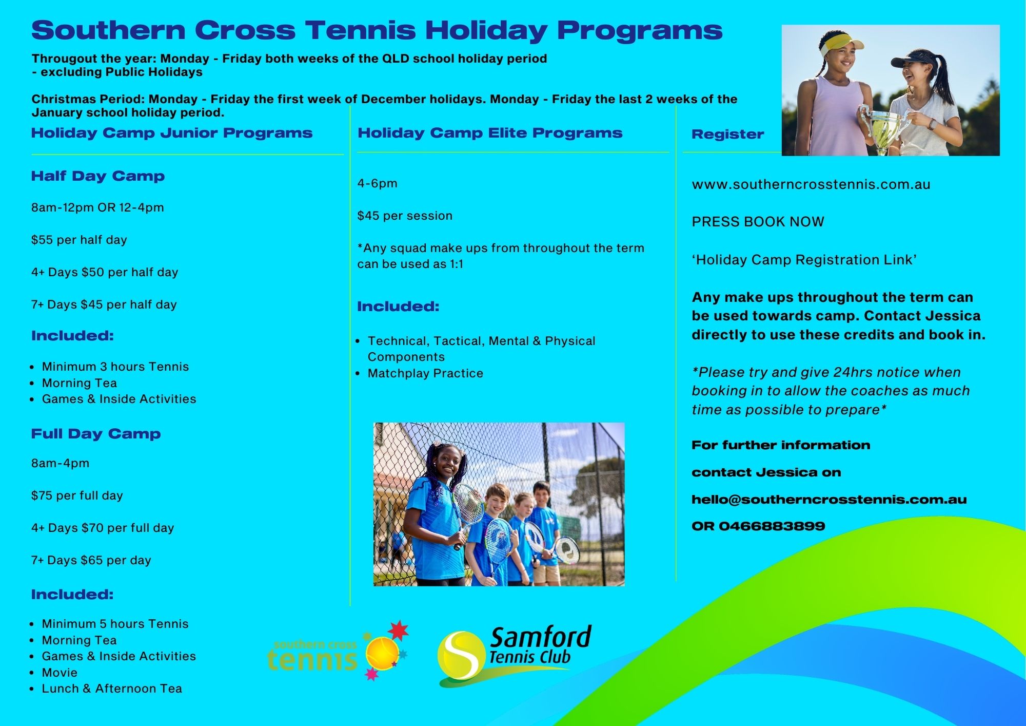 Southern Cross Tennir Holiday Camp Flyer